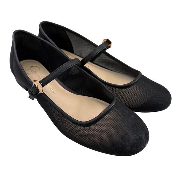 Jessica Simpson Black Sheer Bronwyn Mary Jane Ballet 0.5" Heel Flats Party-7.5 - Picture 3 of 7